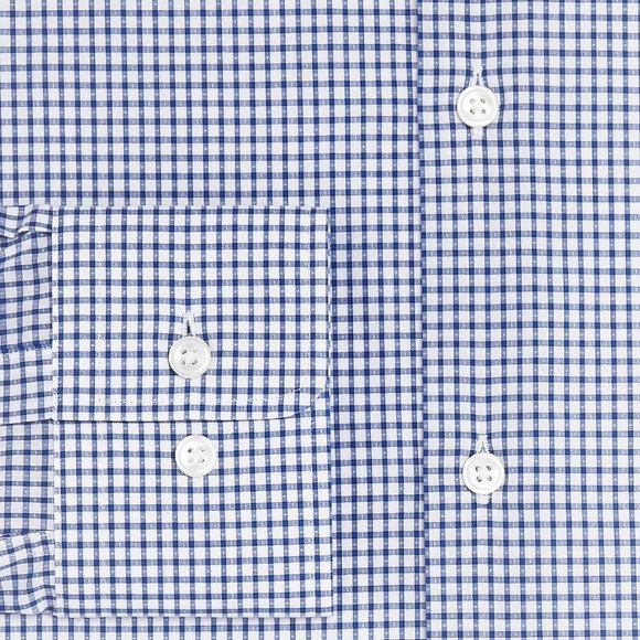 Hugo Boss Men's 'Mark' Blue Sharp Fit Gingham Textured Dress Shirt 15.5L, 34/35 - Picture 5 of 6
